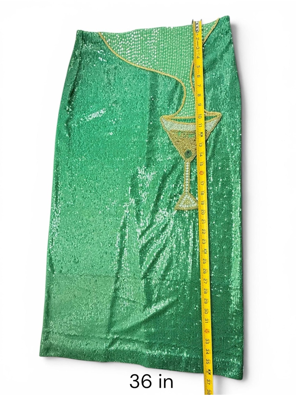 Antonio Melani Womens Naomi Sequin Skirt Green Beaded Cocktail Size 14 NWT - Picture 12 of 16
